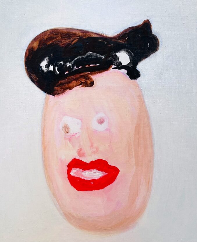 She And Her Cat, 2024, 65 x 54 cm