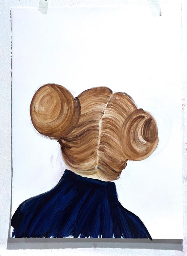 Indigo Turtle Neck, 2026, 80 x 57 cm